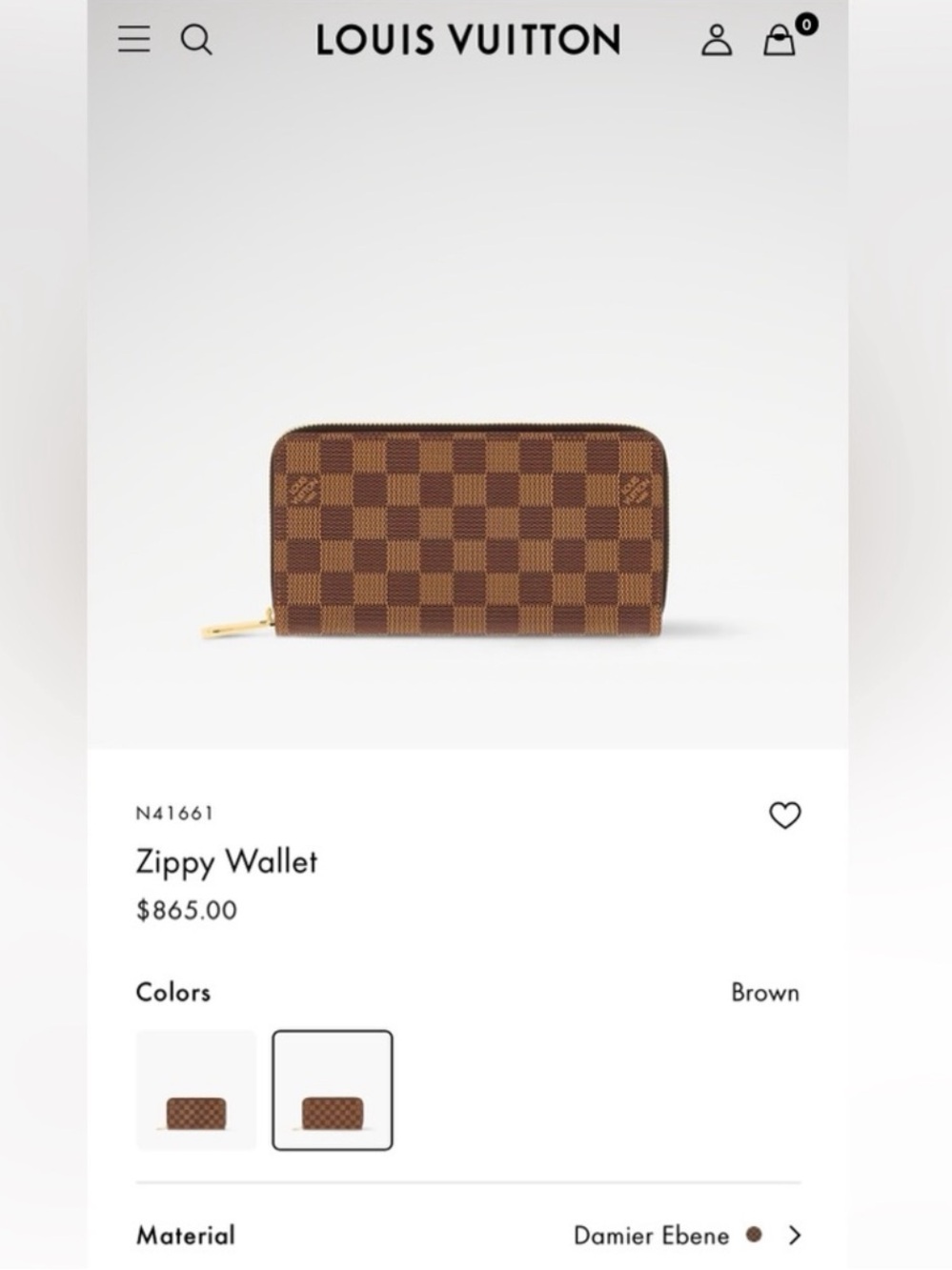 LOUIS VUITTON Damier Ebene Long Zippy Wallet